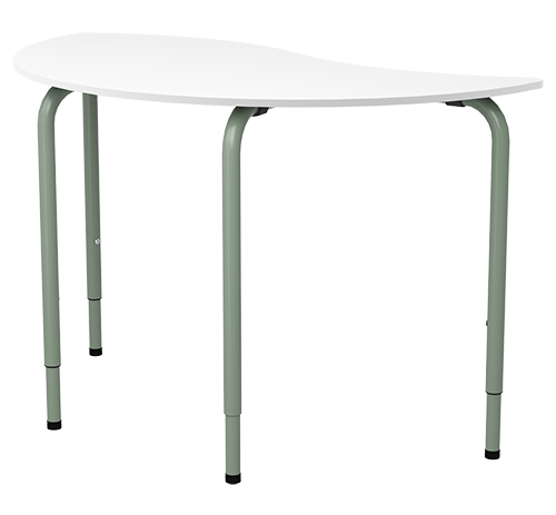 мобильная школьная парта для библиотек с каплевидной формой столешницы, регулировка по высоте
