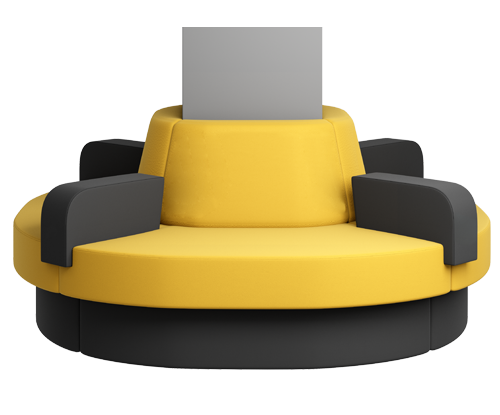 стильный диван для библиотек для 4 человек, желтый