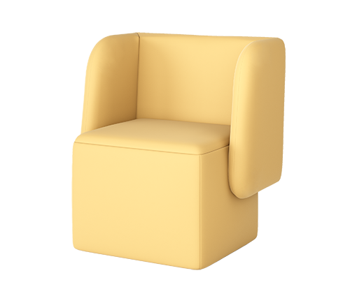 кресло-диван для библиотек желтое, современный дизайн
